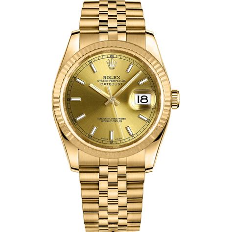 Rolex Datejust 36 Solid Gold Fluted Bezel Watch 116238-GLDSJ