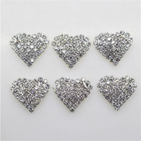 5 Pcs Set 18 Mm Heart Cabochon Rhinestones Beads Flat Back Resin For