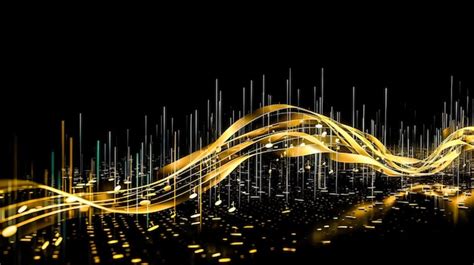 Premium Ai Image Golden Wavy Lines With Light Effect And Music Notes