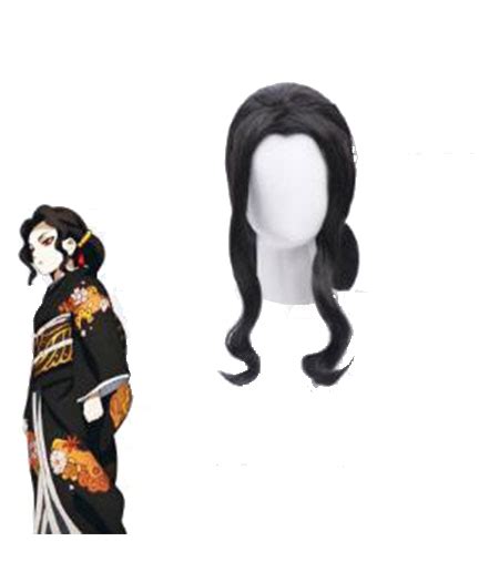 Noir Long Wig Kibutsuji Muzan Cosplay Demon Slayer Kimetsu No Yaiba