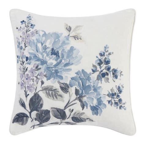 Reviews For Laura Ashley Chloe 1 Piece Blue Cotton Blend 16x16 Throw Pillow Pg 1 The Home Depot