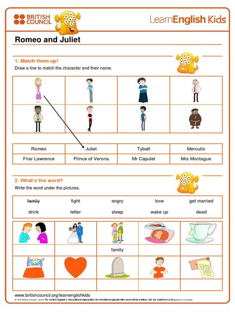 Shakespeare Romeo And Juliet Worksheet Characters In Romeo And Juliet