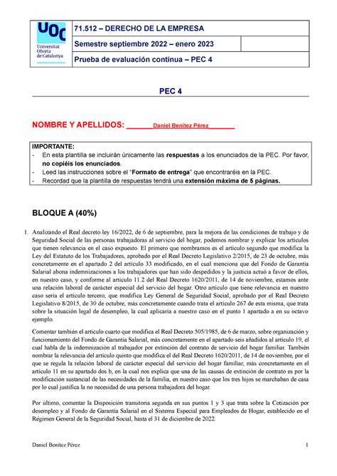 Pec Derecho Mercantil Derecho De La Empresa Semestre