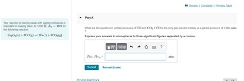 Solved The reaction of iron(III) oxide with carbon monoxide | Chegg.com