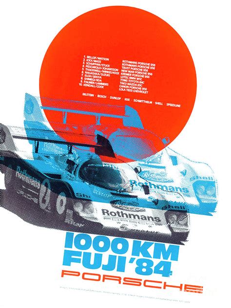 Vintage Poster 1000 KM FUJI 1984 Rothmans Porsche 956 Drawing By