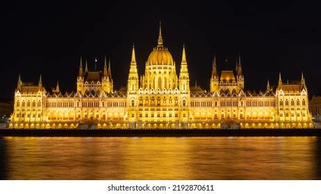 Panorama Hungarian Parliament Building Night Night Stock Photo ...