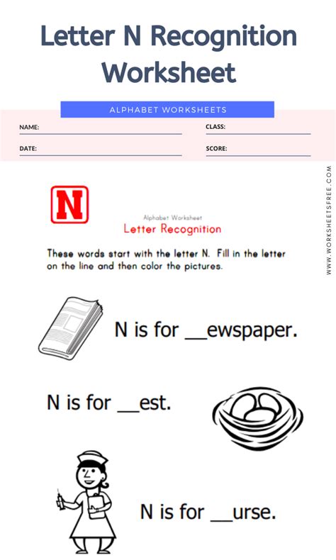 Letter N Recognition Worksheet Worksheets Free