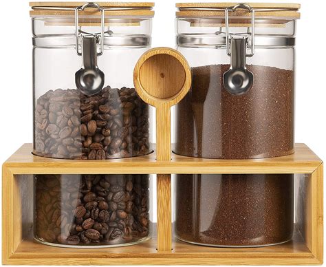 Yangbaga Glass Coffee Containers With Shelf 2 X 45 Oz Coffee Bean