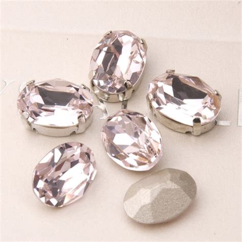 4120 Light Rose DIY K9 Glass Oval DIY Sew On Rhinestone With Claw