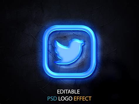 Premium Psd 3dtwitterglowinglogomockup