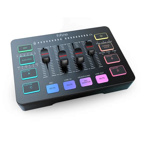 Fifine Sc3 Audio Interface Studio Sound Card Mixer Live Streaming Audio