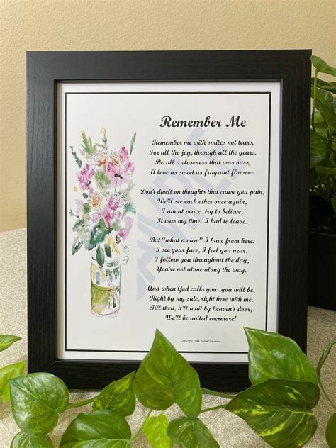 Remember Me Poem-Instant Download Bereavement Poem Sympathy | Etsy