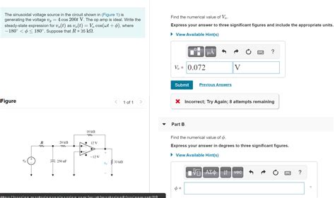 Solved The Sinusoidal Voltage Source In The Circuit Shown In Chegg