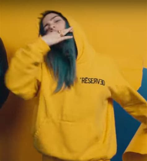 Reserved Gold Logo Yellow Pullover Worn By Billie Eilish In Bad Guy