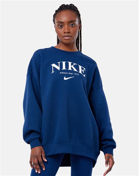 Nike Womens Essential Oversized Fleece Sweatshirt Navy Life Style