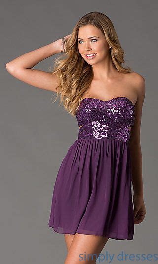 Short Strapless Purple Sequin Dress Hoco Dresses Homecoming Dresses Dresses