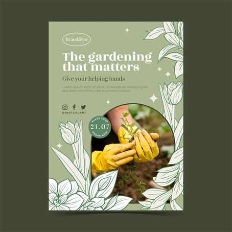 Free Vector Hand Drawn Gardening Vertical Poster Template