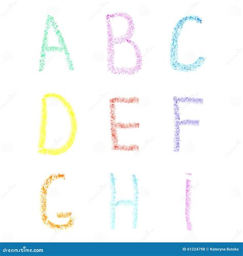 Font Pencil Crayon ABC Chalk Letters Handwritten Stock Vector