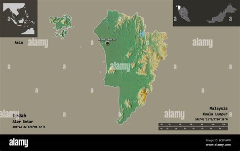 Shape Of Kedah State Of Malaysia And Its Capital Distance Scale