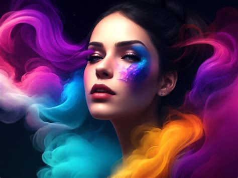 Premium Ai Image Paintings Of Women With A Colorful Effect Generative Ai