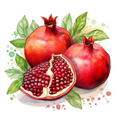 Premium Photo Beautiful Pomegranate Watercolor Clipart Illustration