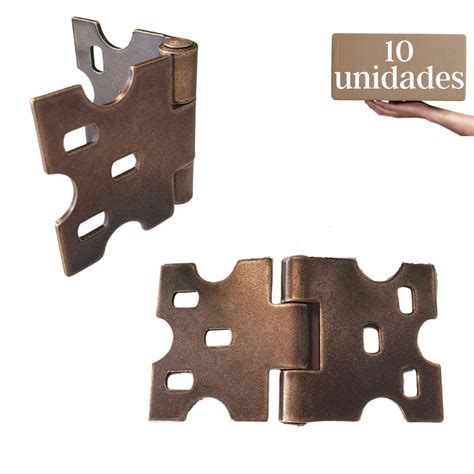 Kit 10 Dobradiça Mexicana Para Móveis Rústicos Ouro Velho 70x40mm Kit