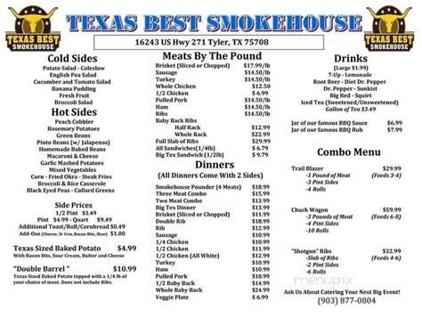 Online Menu of Texas Best Smokehouse, Longview, TX