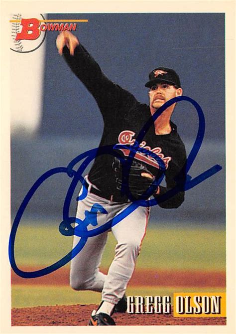 Gregg Olson Autographed Baseball Card Baltimore Orioles Bowman