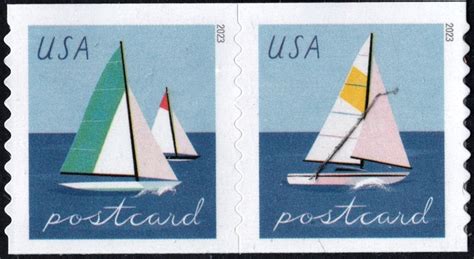 New Issue Forever Postcard Rate Sailboats Coil Pair Sa