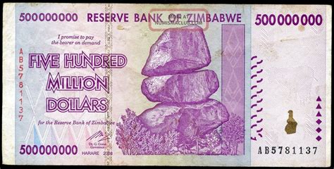 Zimbabwe Million Dollars P F Circulated Banknote