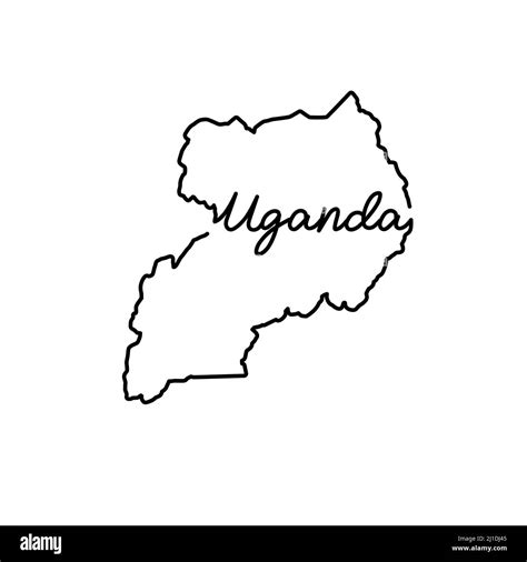 Uganda Outline Map With The Handwritten Country Name Continuous Line