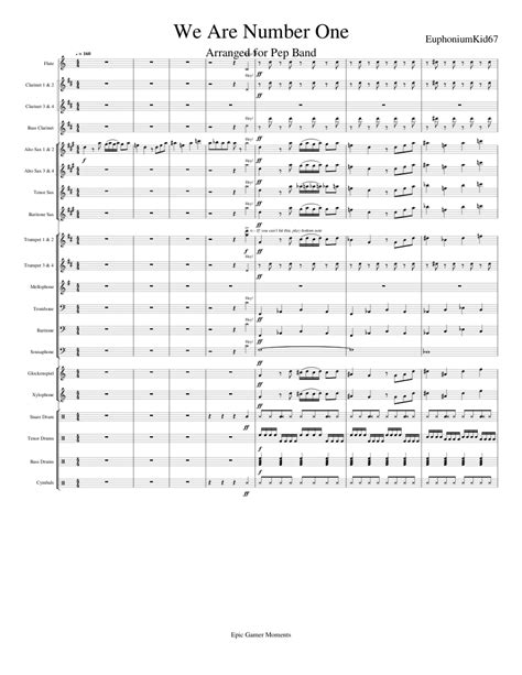 We Are Number One Pep Band Arrangement Sheet Music For Trombone Tuba Flute Clarinet In B