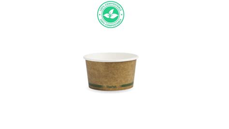 BioPak Bowl 12oz Kraft Green Stripe Ctn 500 KC Supplies