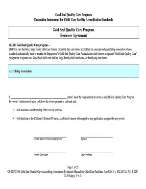 Fillable Online Gold Seal Quality Care Program Reviewer Agreement Fax