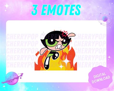 Cute Cartoon Powerpuff Girl Emotes For Twitch Discord Etsy