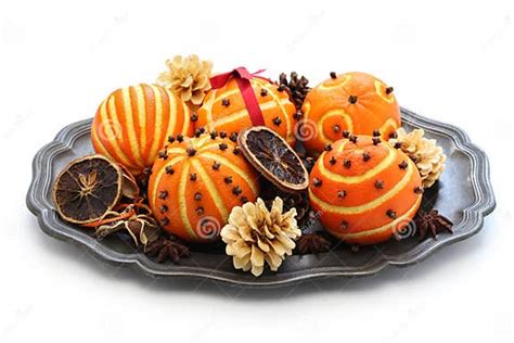 Orange Pomander Balls Christmas Table Decoration Stock Image Image