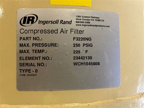 Ir Ingersoll Rand F Ng Compressed Air Coalescing Oil Filter Cfm