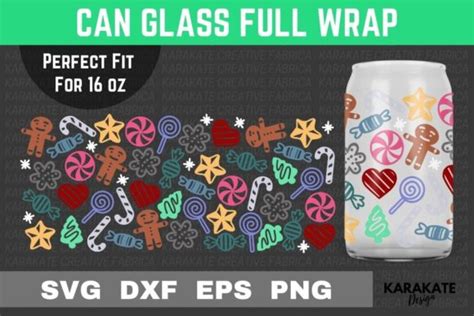 Xmas Candies 16 Oz Can Glass Wrap Svg Graphic By Karakate · Creative