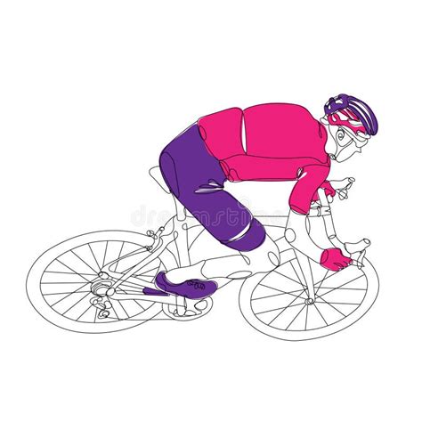 Cyclist Line Drawing Vector Bike Riding Stock Vector - Illustration of ...