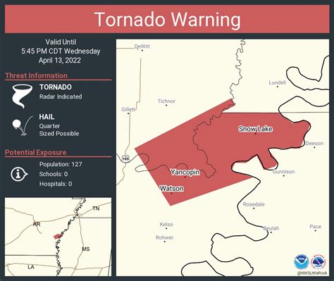 Nws Tornado On Twitter Tornado Warning Including Watson Ar Snow Lake Ar Yancopin Ar Until 5