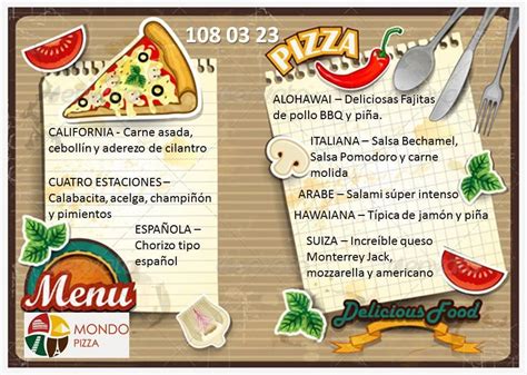 Menu at MONDO PIZZA restaurant, Puruándiro