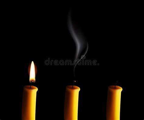 Extinguished Candle With Smog On Dark Transparent Background Vector