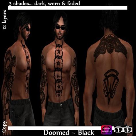 Second Life Marketplace Etched Doomed Tattoo Black