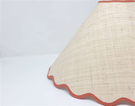 RUSTIC RAFFIA LAMPSHADE Tapered Natural Scalloped Edges Etsy