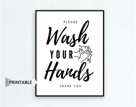 Wash Your Hands Printable Sign Please Wash Your Hands Office Etsy