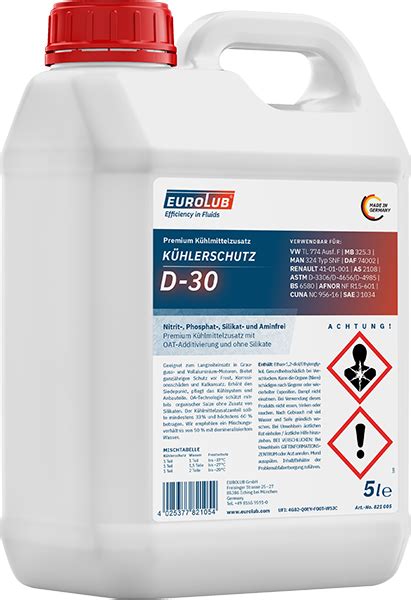 EUROLUB 821005 Kühler Frostschutz D 30 Konzentrat 5 Liter rot lila