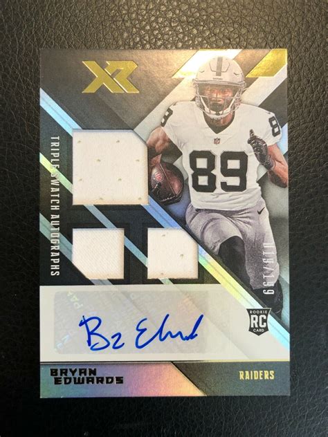 2020 Panini Xr Triple Swatch Autographs Bryan Edwards Refractor RC