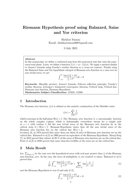 Solution Riemann Hypothesis Proof Using Balazard Studypool