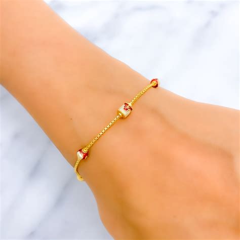 Beautiful Meena Barrel 22k Gold Bracelet Andaaz Jewelers