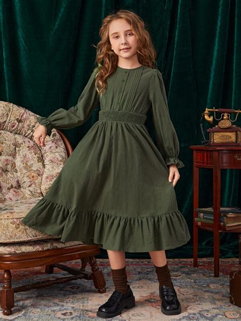 SHEIN Kids Nujoom Niñas Vestido de espalda con abertura de ojo de